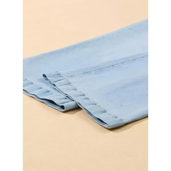 Sidefeel Women's Wide Leg Jeans High Waisted Stretchy Capri Pants