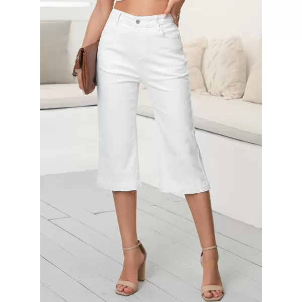 Sidefeel Women's Wide Leg Jeans High Waisted Stretchy Capri Pants