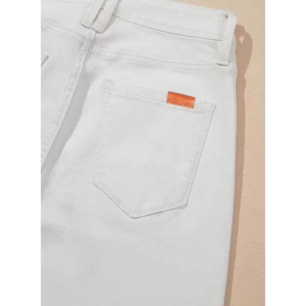 Sidefeel Women's Wide Leg Jeans High Waisted Stretchy Capri Pants