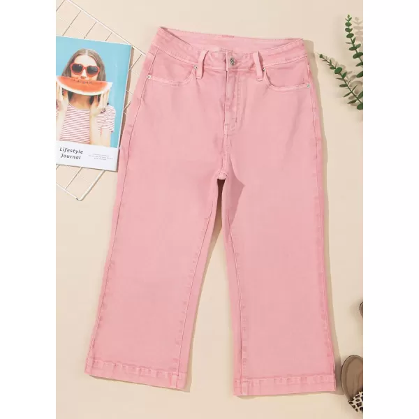Sidefeel Women's Wide Leg Jeans High Waisted Stretchy Capri Pants
