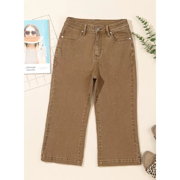 Sidefeel Women's Wide Leg Jeans High Waisted Stretchy Capri Pants