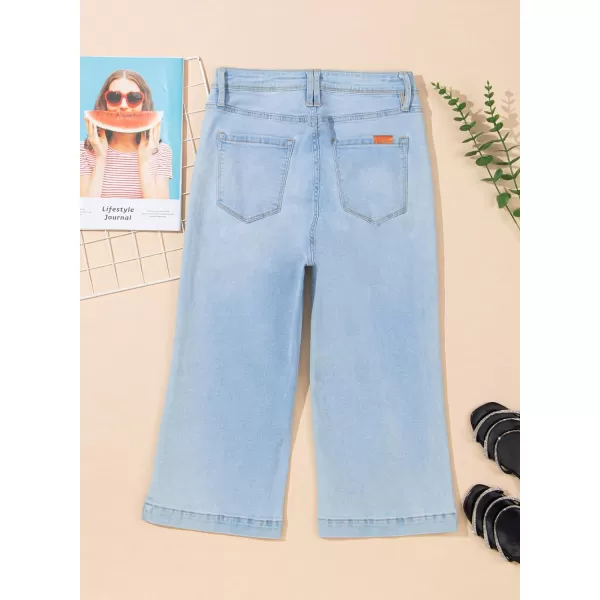 Sidefeel Women's Wide Leg Jeans High Waisted Stretchy Capri Pants