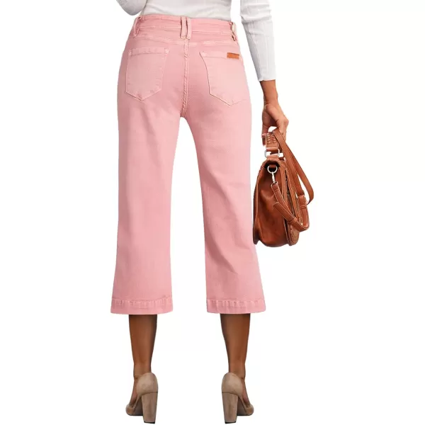 Sidefeel Women's Wide Leg Jeans High Waisted Stretchy Capri Pants