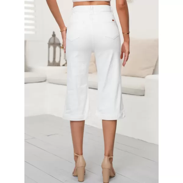 Sidefeel Women's Wide Leg Jeans High Waisted Stretchy Capri Pants