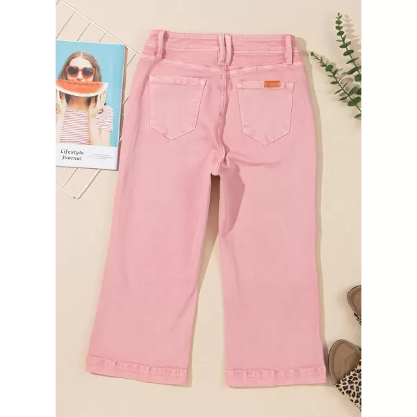 Sidefeel Women's Wide Leg Jeans High Waisted Stretchy Capri Pants