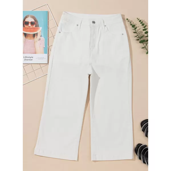 Sidefeel Women's Wide Leg Jeans High Waisted Stretchy Capri Pants