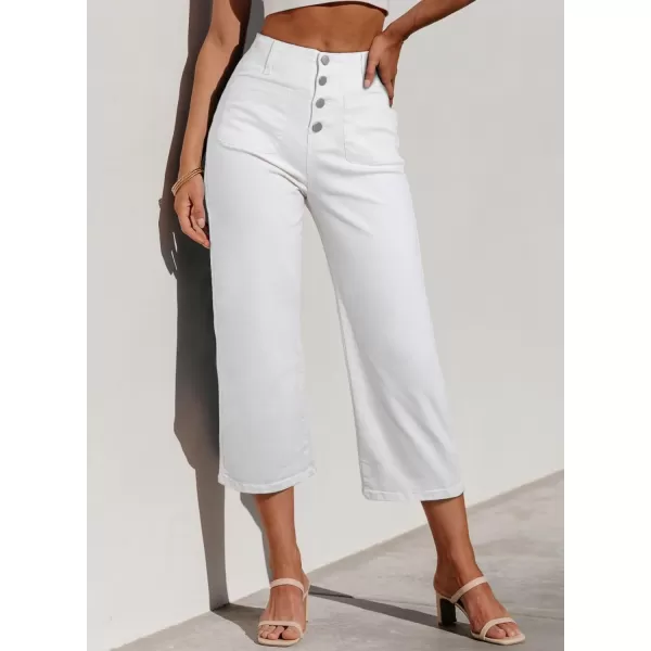 Sidefeel Women's Wide Leg Jeans High Waisted Stretchy Capri Pants Loose Denim Pants