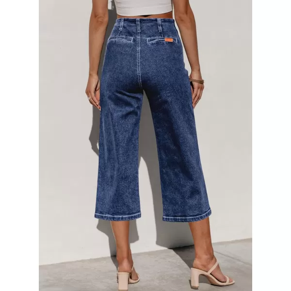 Sidefeel Women's Wide Leg Jeans High Waisted Stretchy Capri Pants Loose Denim Pants