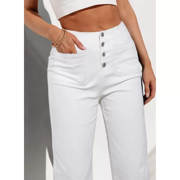 Sidefeel Women's Wide Leg Jeans High Waisted Stretchy Capri Pants Loose Denim Pants