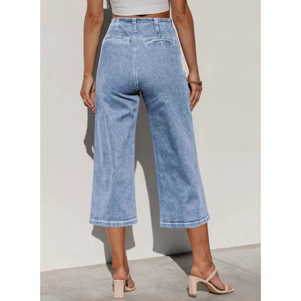Sidefeel Women's Wide Leg Jeans High Waisted Stretchy Capri Pants Loose Denim Pants
