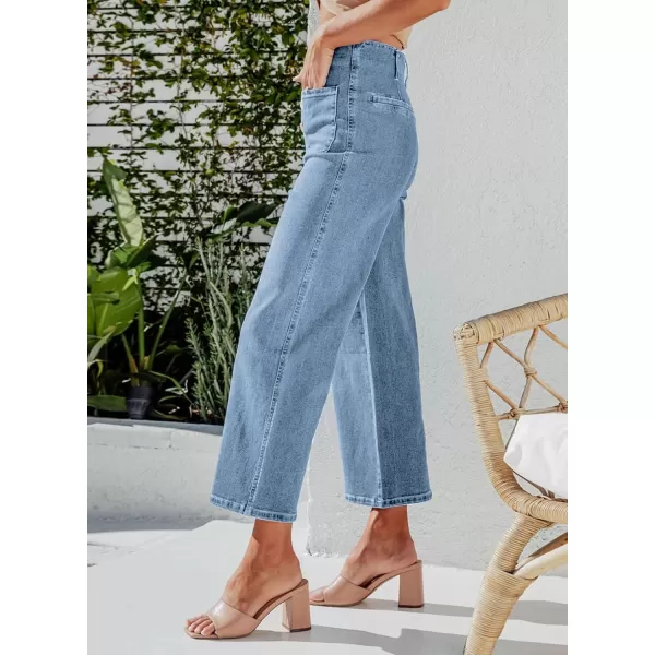 Sidefeel Women's Wide Leg Jeans High Waisted Stretchy Straight Leg Jeans Buttoned Loose Denim Pants with Pocket