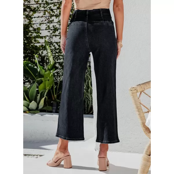 Sidefeel Women's Wide Leg Jeans High Waisted Stretchy Straight Leg Jeans Buttoned Loose Denim Pants with Pocket