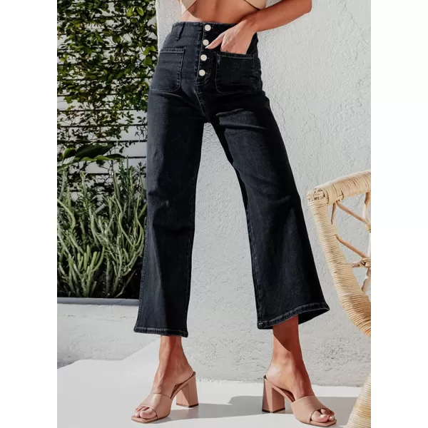 Sidefeel Women's Wide Leg Jeans High Waisted Stretchy Straight Leg Jeans Buttoned Loose Denim Pants with Pocket