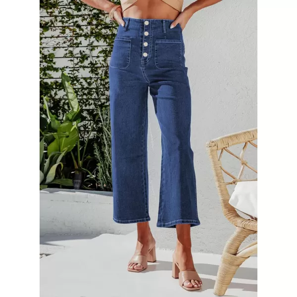 Sidefeel Women's Wide Leg Jeans High Waisted Stretchy Straight Leg Jeans Buttoned Loose Denim Pants with Pocket