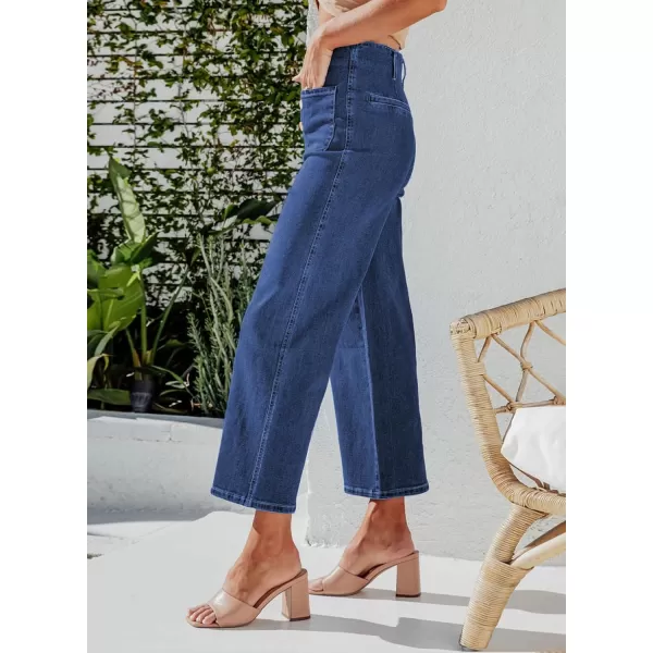Sidefeel Women's Wide Leg Jeans High Waisted Stretchy Straight Leg Jeans Buttoned Loose Denim Pants with Pocket