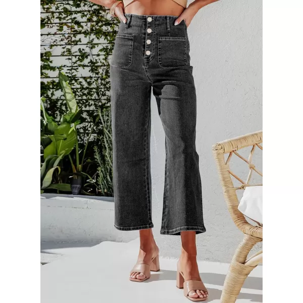 Sidefeel Women's Wide Leg Jeans High Waisted Stretchy Straight Leg Jeans Buttoned Loose Denim Pants with Pocket