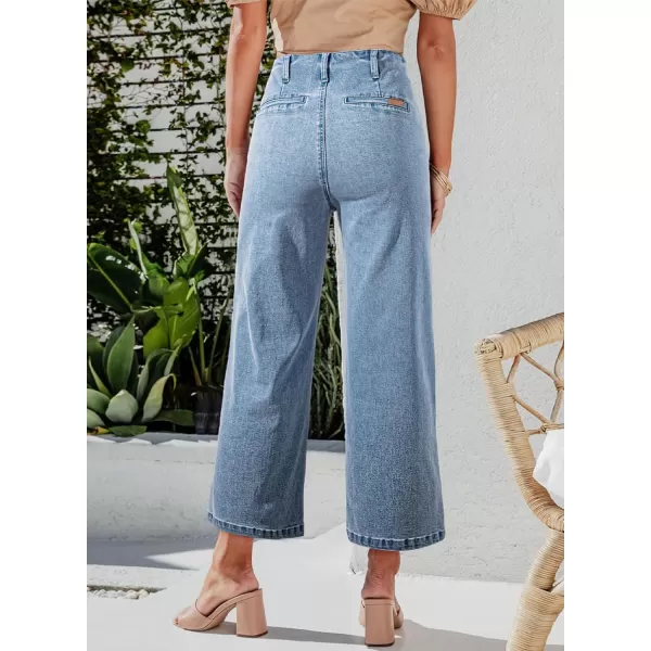 Sidefeel Women's Wide Leg Jeans High Waisted Stretchy Straight Leg Jeans Buttoned Loose Denim Pants with Pocket