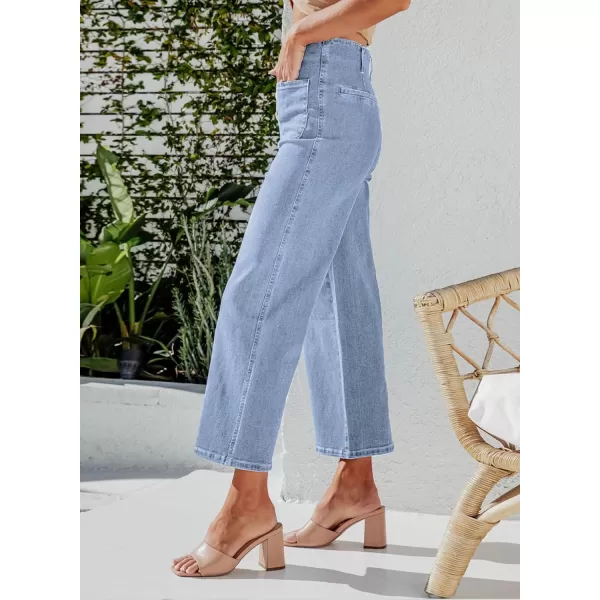 Sidefeel Women's Wide Leg Jeans High Waisted Stretchy Straight Leg Jeans Buttoned Loose Denim Pants with Pocket