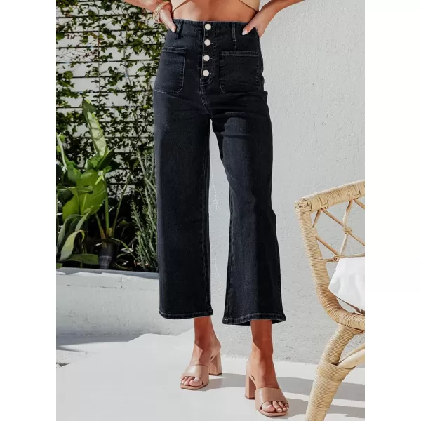 Sidefeel Women's Wide Leg Jeans High Waisted Stretchy Straight Leg Jeans Buttoned Loose Denim Pants with Pocket