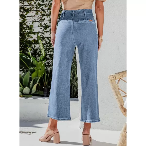 Sidefeel Women's Wide Leg Jeans High Waisted Stretchy Straight Leg Jeans Buttoned Loose Denim Pants with Pocket