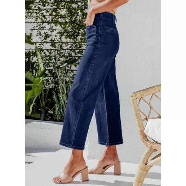 Sidefeel Women's Wide Leg Jeans High Waisted Stretchy Straight Leg Jeans Buttoned Loose Denim Pants with Pocket