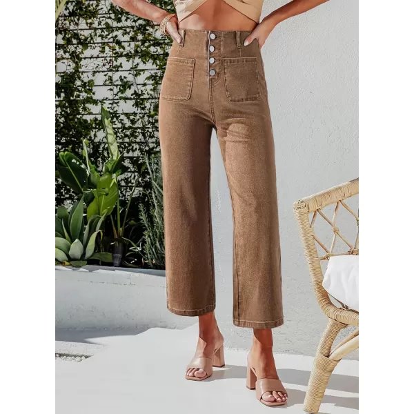 Sidefeel Women's Wide Leg Jeans High Waisted Stretchy Straight Leg Jeans Buttoned Loose Denim Pants with Pocket