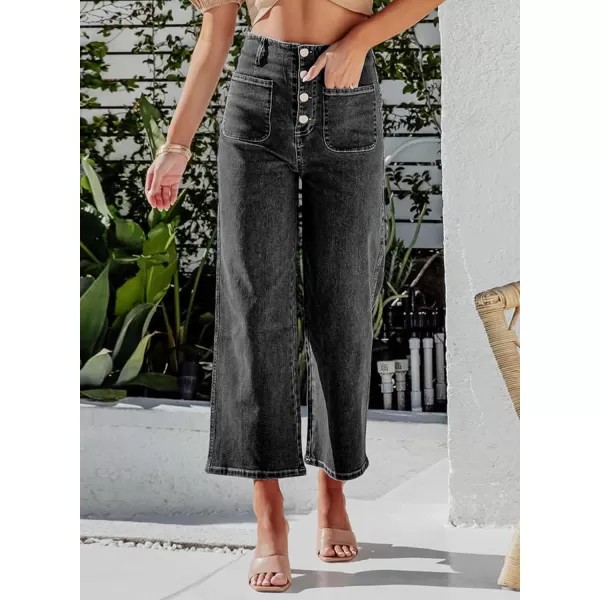 Sidefeel Women's Wide Leg Jeans High Waisted Stretchy Straight Leg Jeans Buttoned Loose Denim Pants with Pocket