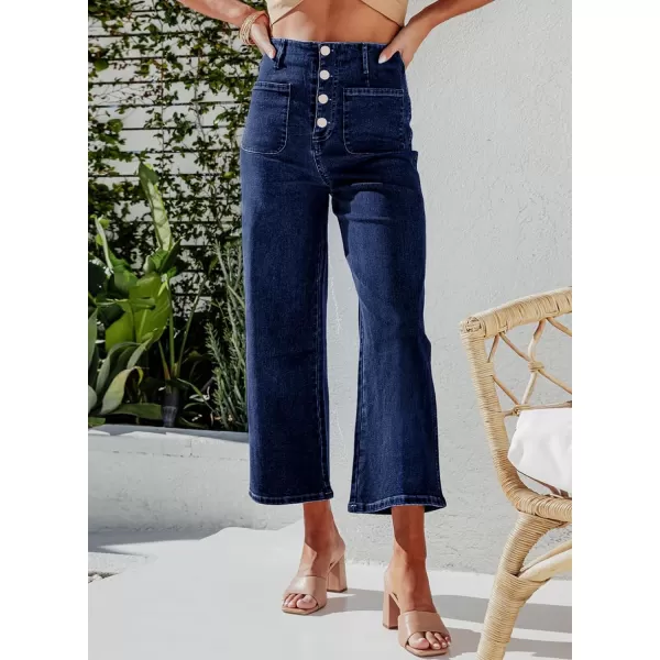 Sidefeel Women's Wide Leg Jeans High Waisted Stretchy Straight Leg Jeans Buttoned Loose Denim Pants with Pocket