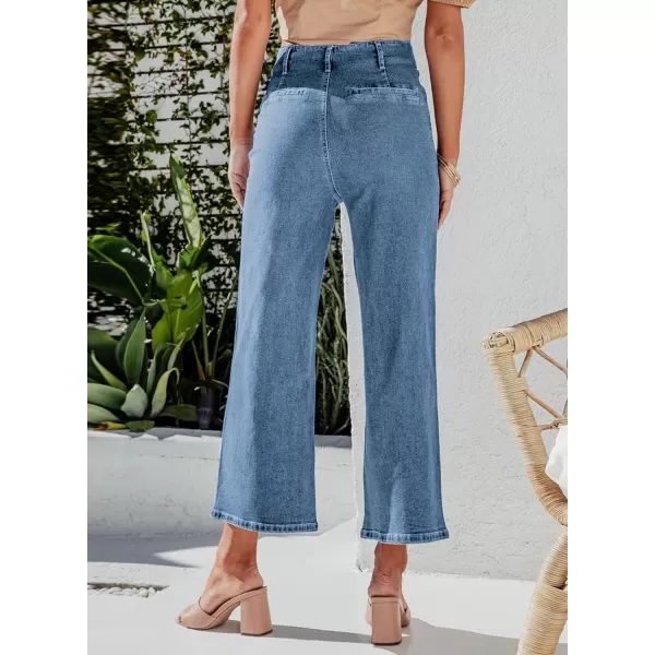 Sidefeel Women's Wide Leg Jeans High Waisted Stretchy Straight Leg Jeans Buttoned Loose Denim Pants with Pocket