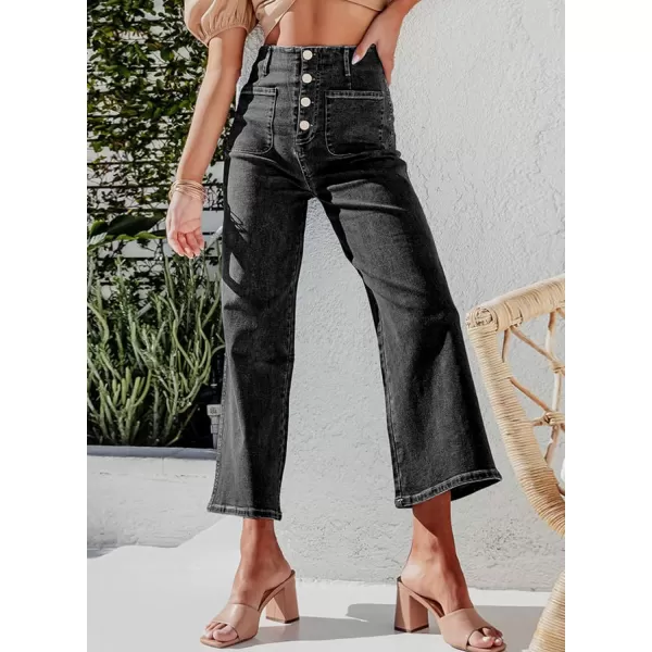 Sidefeel Women's Wide Leg Jeans High Waisted Stretchy Straight Leg Jeans Buttoned Loose Denim Pants with Pocket