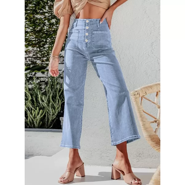 Sidefeel Women's Wide Leg Jeans High Waisted Stretchy Straight Leg Jeans Buttoned Loose Denim Pants with Pocket