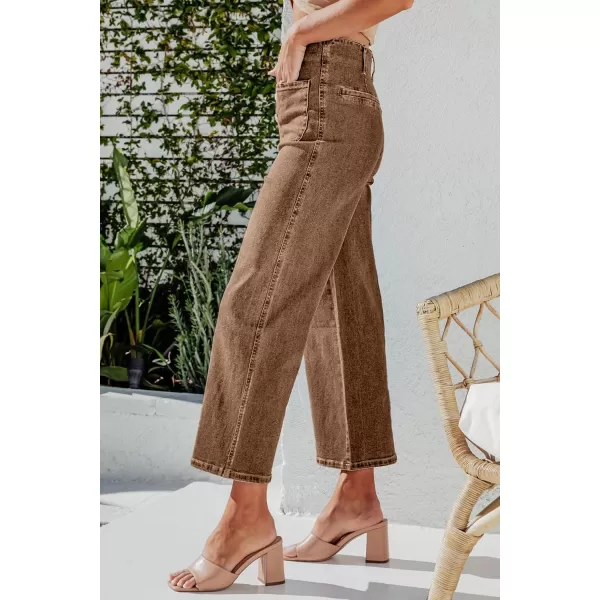 Sidefeel Women's Wide Leg Jeans High Waisted Stretchy Straight Leg Jeans Buttoned Loose Denim Pants with Pocket
