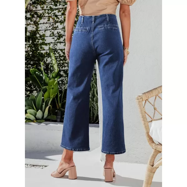 Sidefeel Women's Wide Leg Jeans High Waisted Stretchy Straight Leg Jeans Buttoned Loose Denim Pants with Pocket