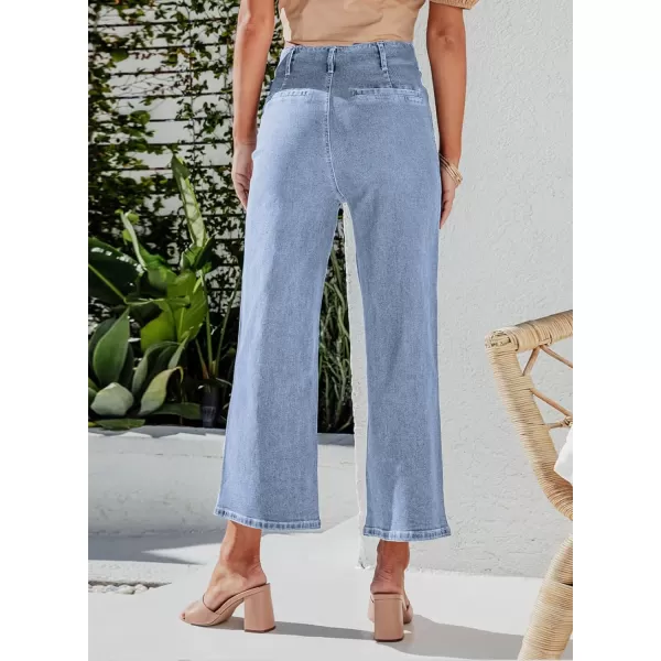 Sidefeel Women's Wide Leg Jeans High Waisted Stretchy Straight Leg Jeans Buttoned Loose Denim Pants with Pocket