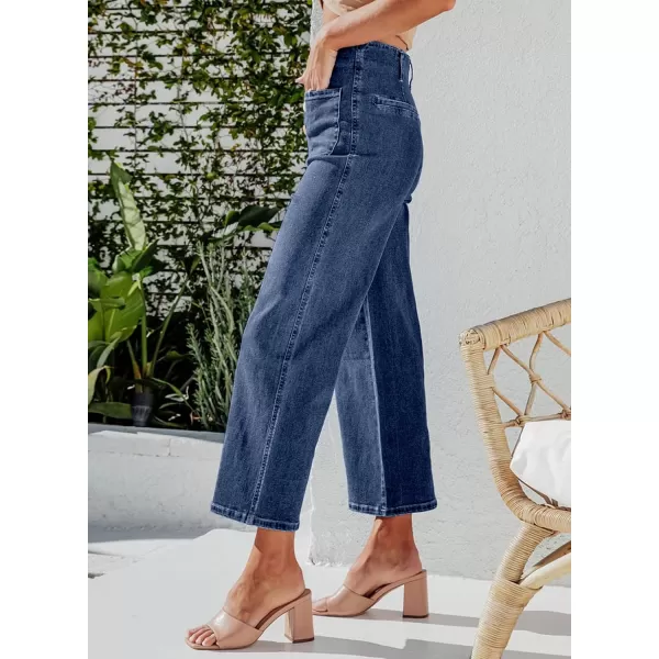 Sidefeel Women's Wide Leg Jeans High Waisted Stretchy Straight Leg Jeans Buttoned Loose Denim Pants with Pocket