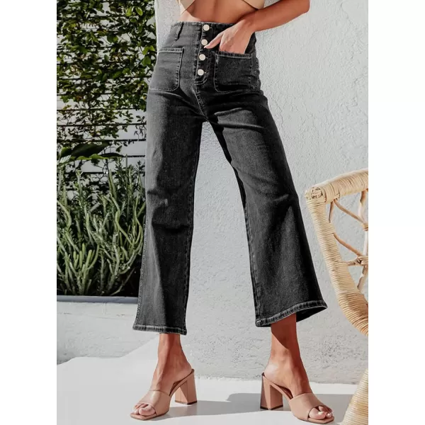 Sidefeel Women's Wide Leg Jeans High Waisted Stretchy Straight Leg Jeans Buttoned Loose Denim Pants with Pocket