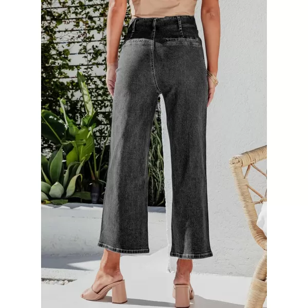 Sidefeel Women's Wide Leg Jeans High Waisted Stretchy Straight Leg Jeans Buttoned Loose Denim Pants with Pocket