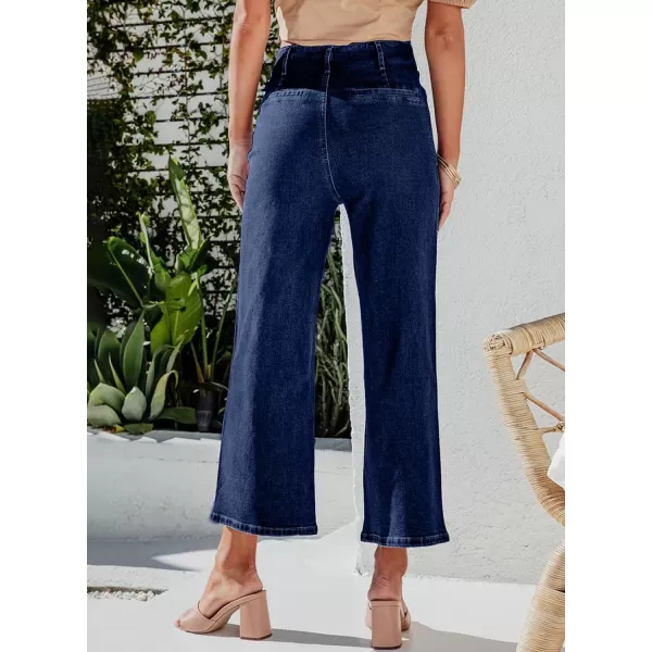 Sidefeel Women's Wide Leg Jeans High Waisted Stretchy Straight Leg Jeans Buttoned Loose Denim Pants with Pocket