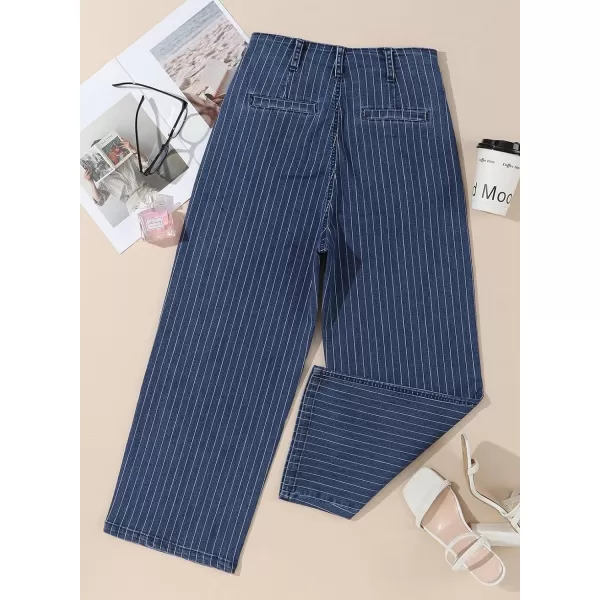 Sidefeel Women's Wide Leg Jeans High Waisted Stretchy Straight Leg Jeans Buttoned Loose Denim Pants with Pocket