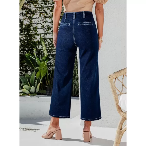 Sidefeel Women's Wide Leg Jeans High Waisted Stretchy Straight Leg Jeans Buttoned Loose Denim Pants with Pocket