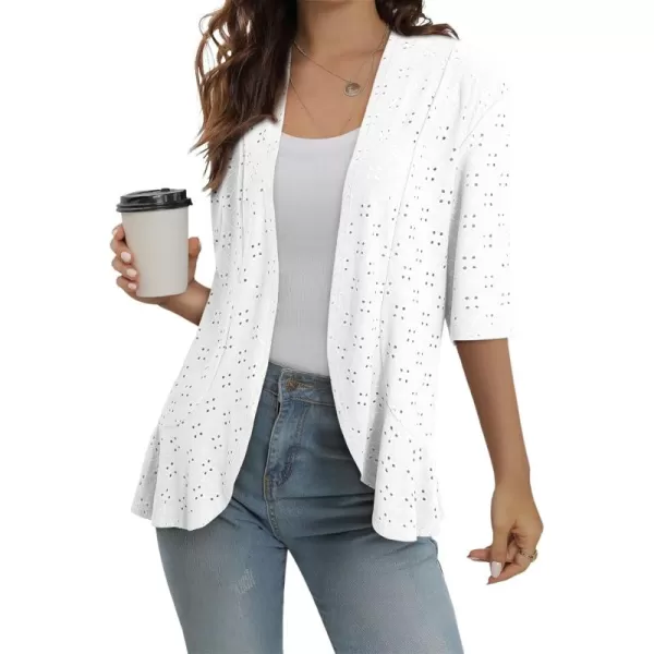 Sidefeel Lightweight Summer Cardigan for Women Spring Netted Knit Ruffle Half Sleeve Kimono Cover Ups