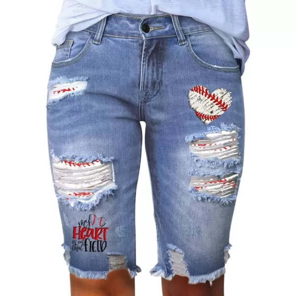 Sidefeel Women Bermuda Shorts Denim Destroyed Raw Hem Shorts Jeans