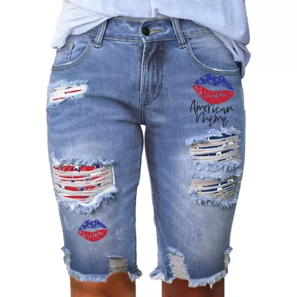 Sidefeel Women Bermuda Shorts Denim Destroyed Raw Hem Shorts Jeans