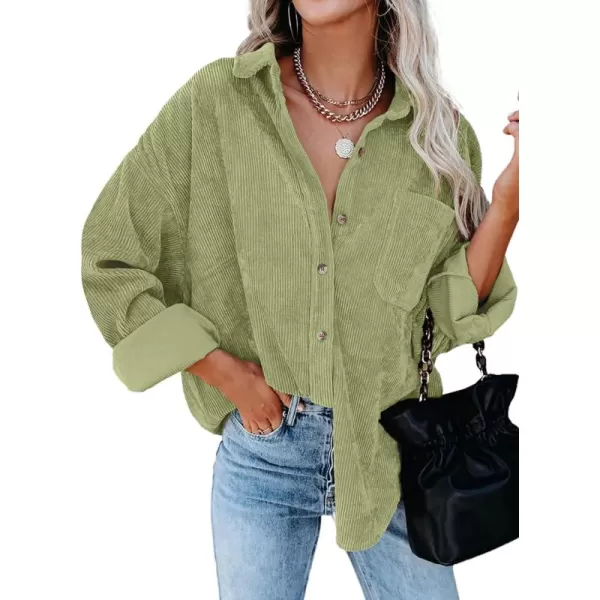 Sidefeel Women Corduroy Long Sleeve Button Down Shirt Oversized Jacket Tops