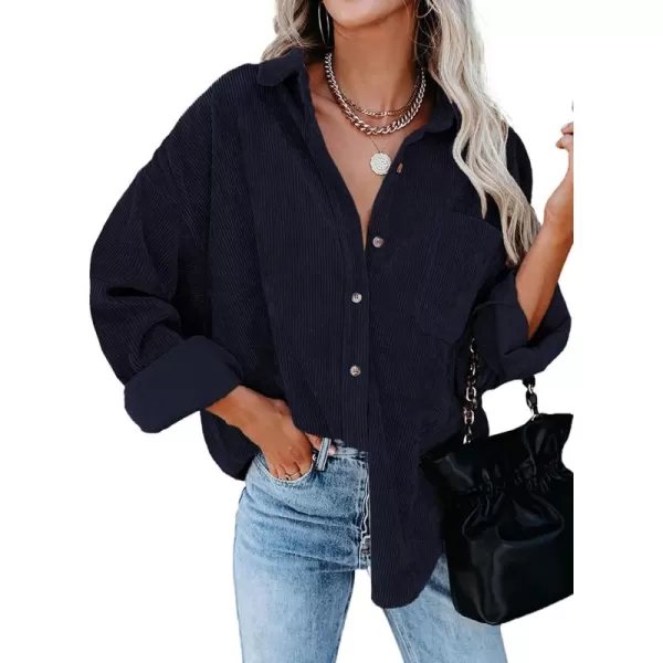 Sidefeel Women Corduroy Long Sleeve Button Down Shirt Oversized Jacket Tops