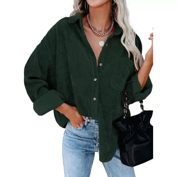 Sidefeel Women Corduroy Long Sleeve Button Down Shirt Oversized Jacket Tops