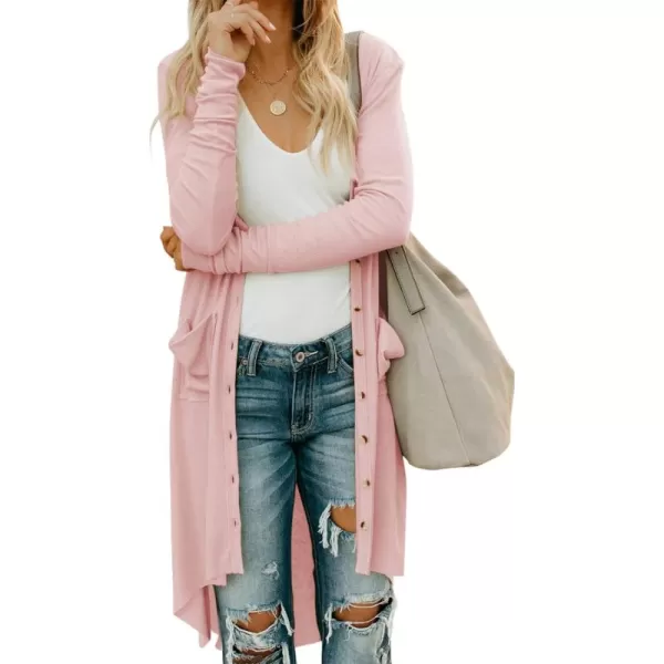 Sidefeel Women Long Sleeve Solid Color Button Down Knit Ribbed Cardigans Outwear