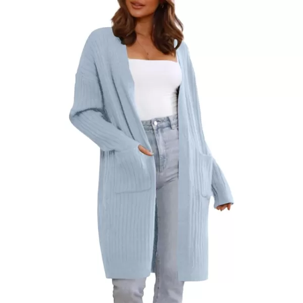 Sidefeel Women Open Front Ribbed Sweater Cardigan Long Sleeve Knit Outwear with Pockets