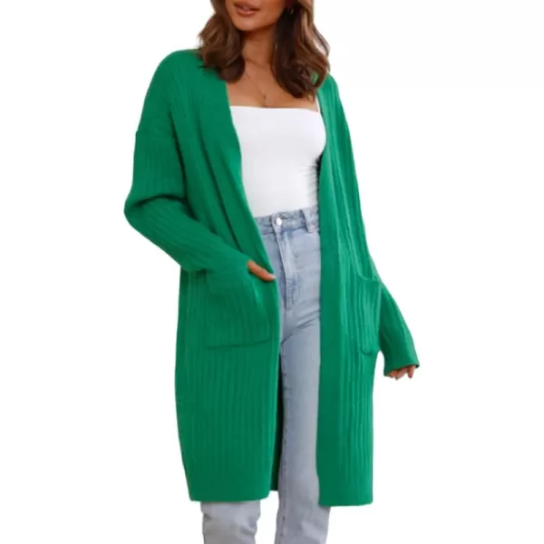 Sidefeel Women Open Front Ribbed Sweater Cardigan Long Sleeve Knit Outwear with Pockets