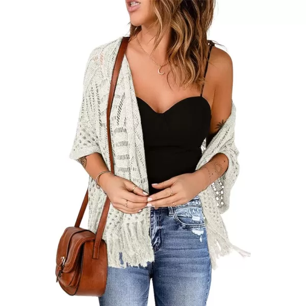 Sidefeel Women's 2024 Cropped Crochet Top Lightweight Summer Cardigan Beach Kimono Cover Ups